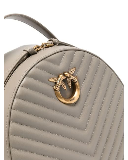 Pinko Gray Love Leather Backpack