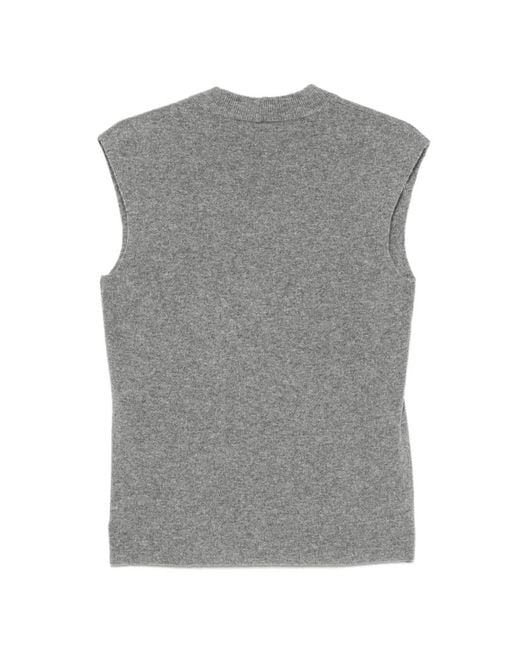 Barbara Bui Gray Ribbed-Neck Vest