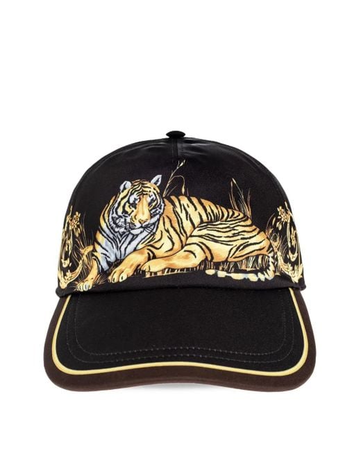Gorra con estampado barroco y tigre Versace de hombre de color Black