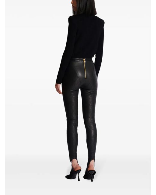 Balmain キルティング レザーレギンス Black