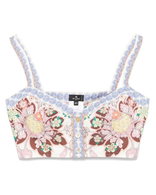 Etro フローラル クロップドトップ Pink