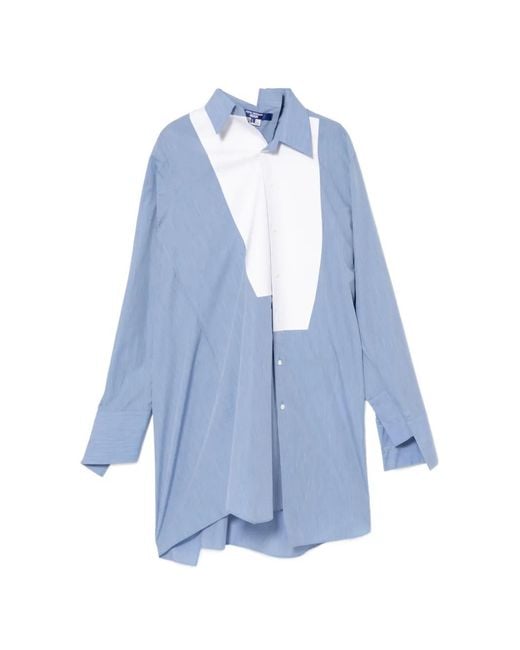 Junya Watanabe Overhemd Met Colourblocking in het Blue voor heren