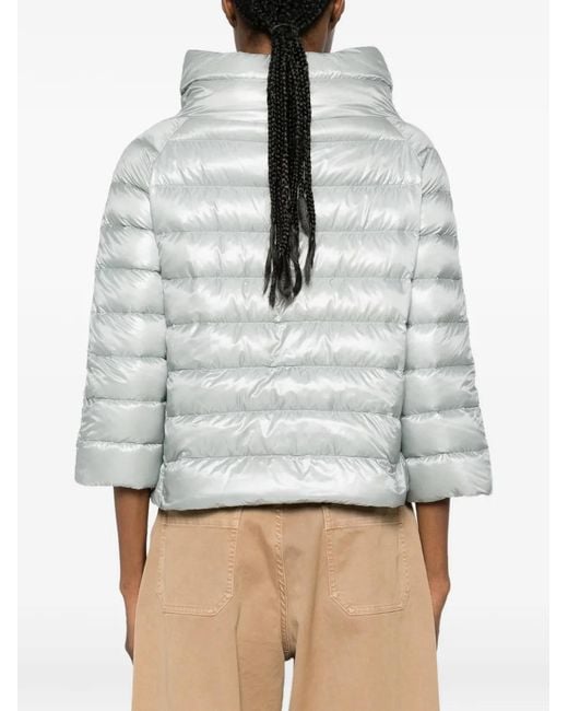 Herno White Veste Matelassée À Manches Crop