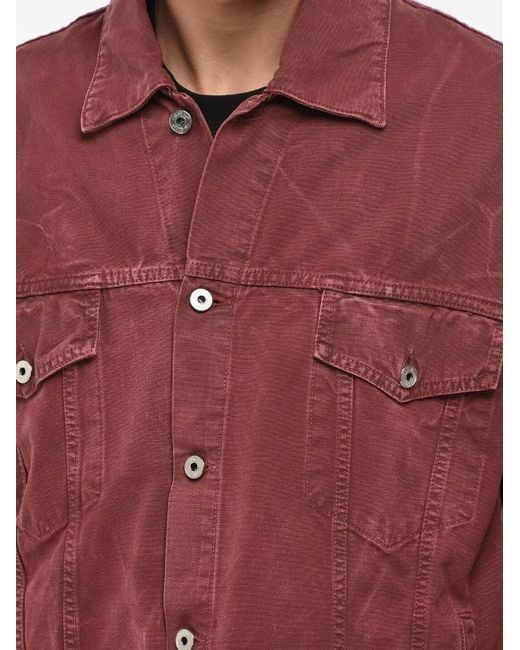 Off-White c/o Virgil Abloh Red Garment-Dyed Patch-Pocket Denim Jacket for men
