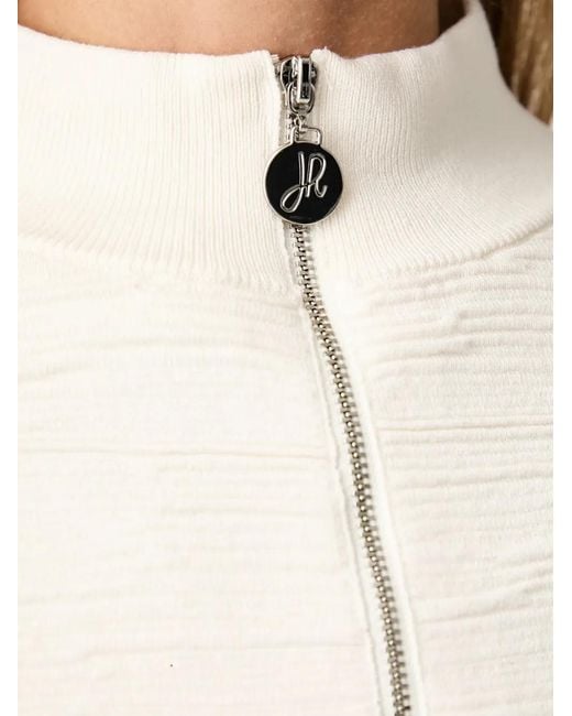 Joseph Ribkoff White Textured Quarter-Zip Sweatshirt
