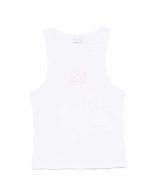 BLUE SKY INN White Logo-Embroidered Ribbed Tank Top for men