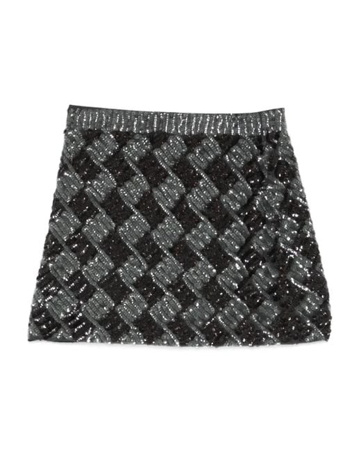 P.A.R.O.S.H. Black Sequin-Embellished Mini Skirt