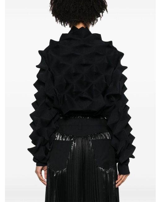 Junya Watanabe Black Geometric-design Knitted Cardigan