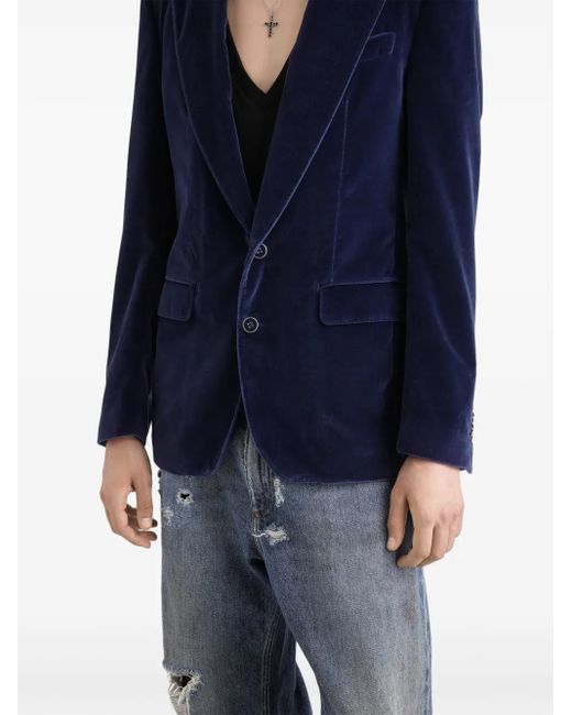 メンズ Dolce & Gabbana ベルベット ジャケット Blue