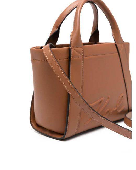 Karl Lagerfeld Brown K7Ville Embossed-Logo Tote Bag