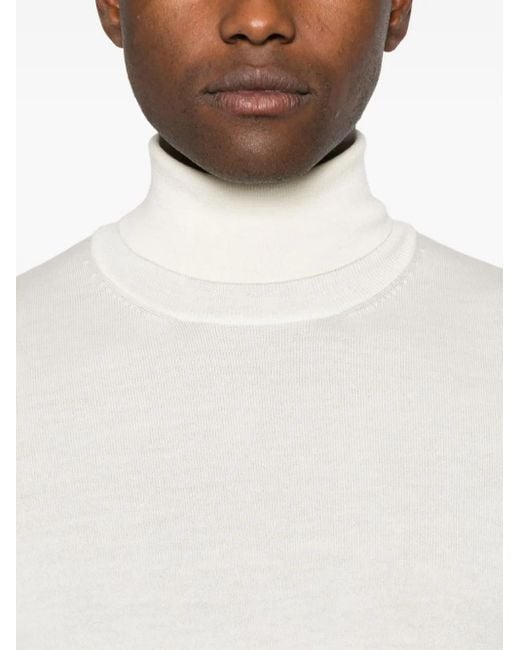 Gran Sasso White Roll-Neck Sweater for men