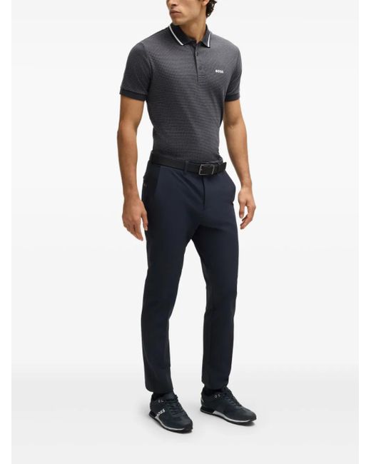 Boss Black Pattern-Jacquard Polo Shirt for men