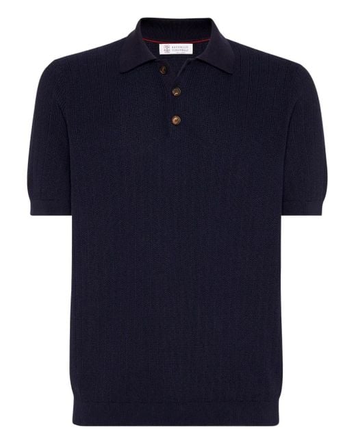 Brunello Cucinelli Katoenen Poloshirt in het Blue voor heren