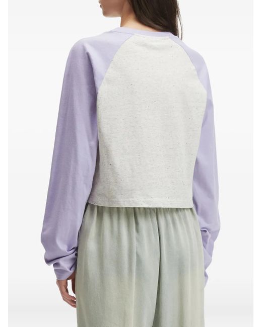 Felpa Crop Con Maniche Raglan di Chocoolate in White