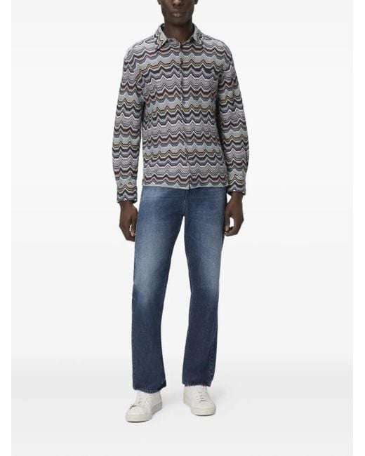 Missoni Gray Zigzag Long-Sleeved Shirt for men