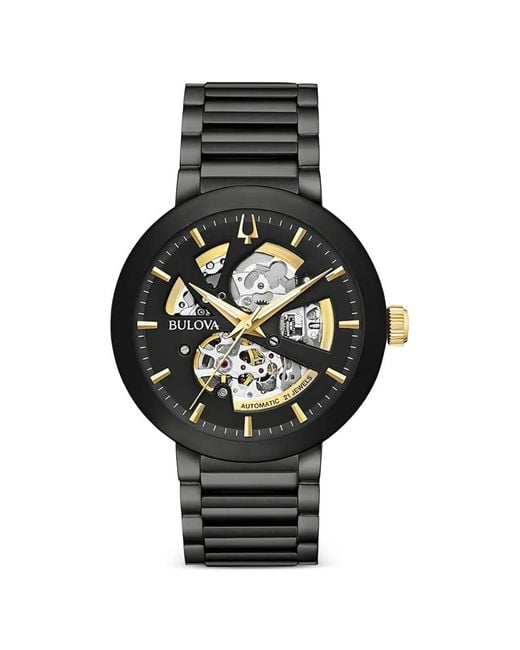 Bulova Black Skeleton-Dial 42Mm Watch for men