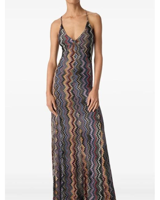 Missoni Purple Zigzag-Pattern Maxi Dress