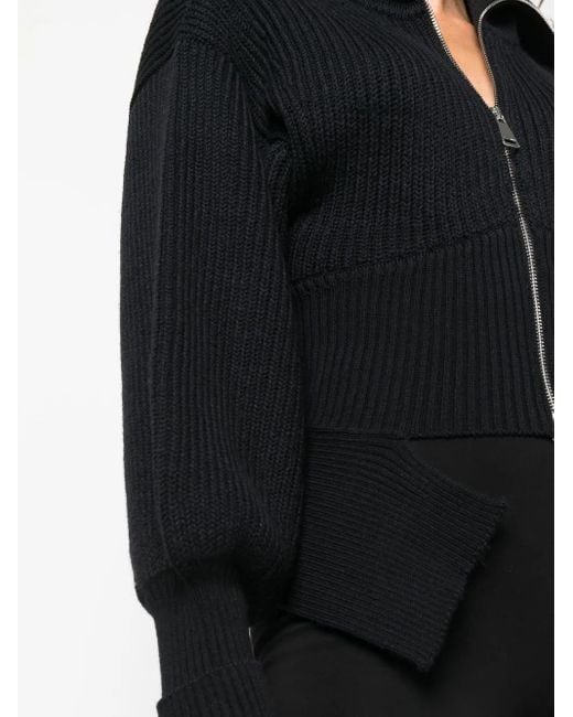Cardigan A Coste Con Zip di ANDREADAMO in Black