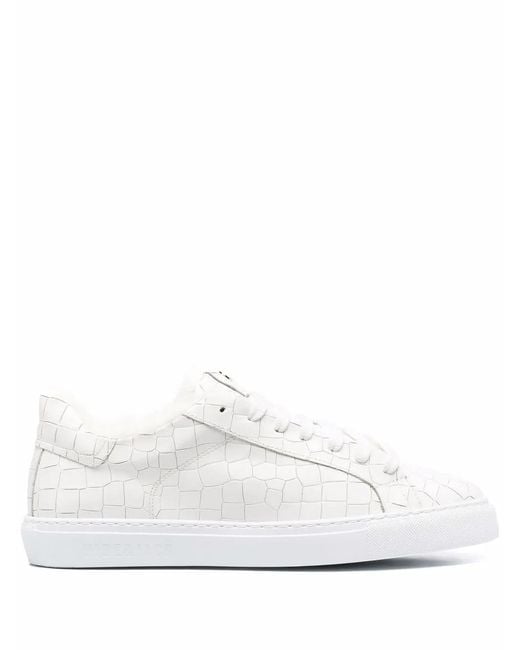 HIDE & JACK White Crocodile-Effect Low-Top Sneakers for men