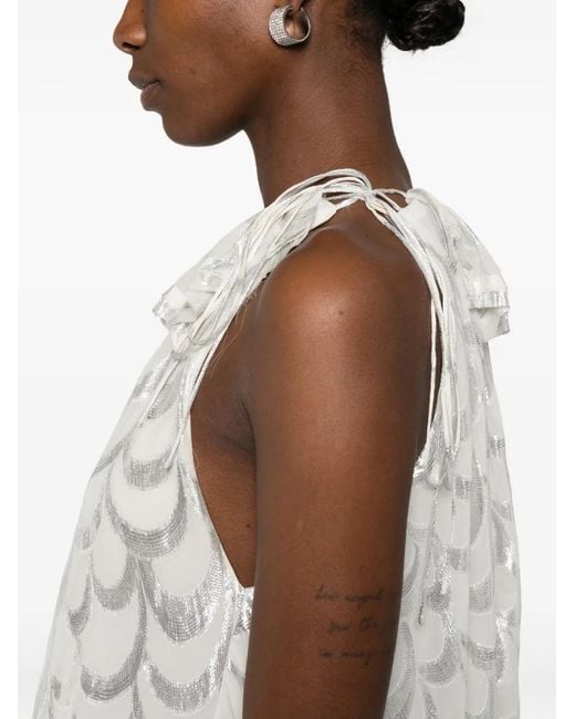 Vestido corto con ribete de volantes Parlor de color White