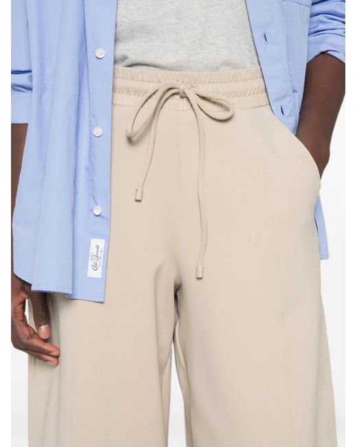 Max Mara White Drawstring Wide-Leg Trousers