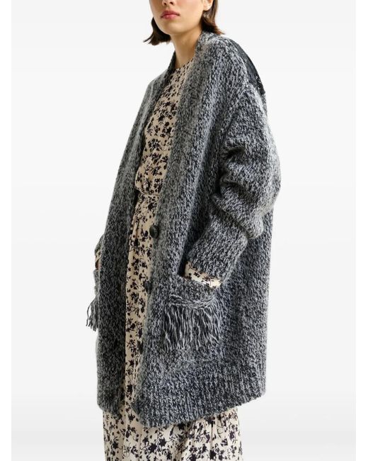Essentiel Antwerp Gray Lace-Insert Cardigan