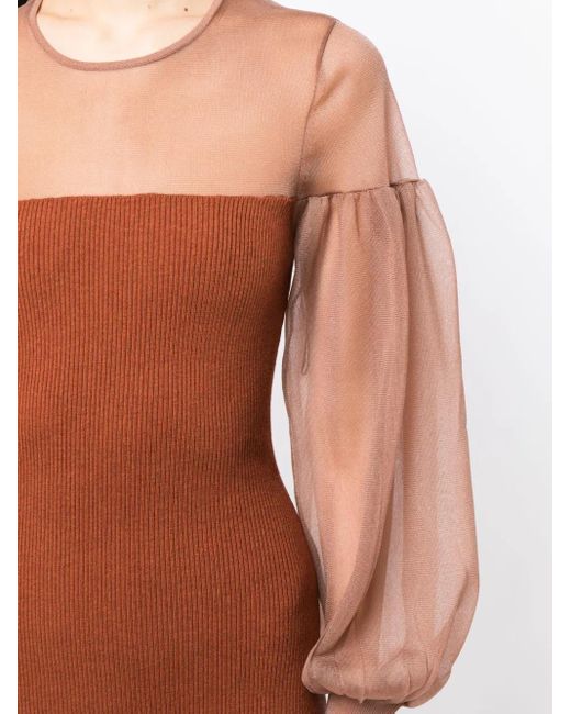 Ulla Johnson Jurk Met Doorzichtige Vlakken in het Brown