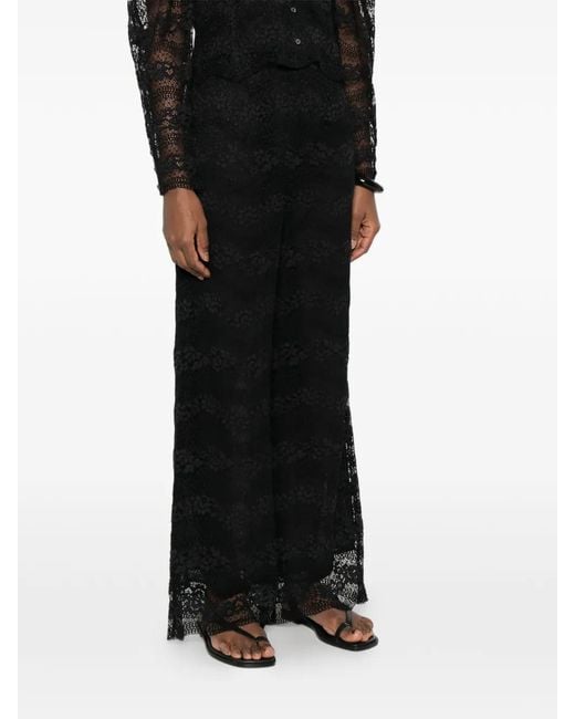Twinset Black Wide Fit Macramé Lace Trousers