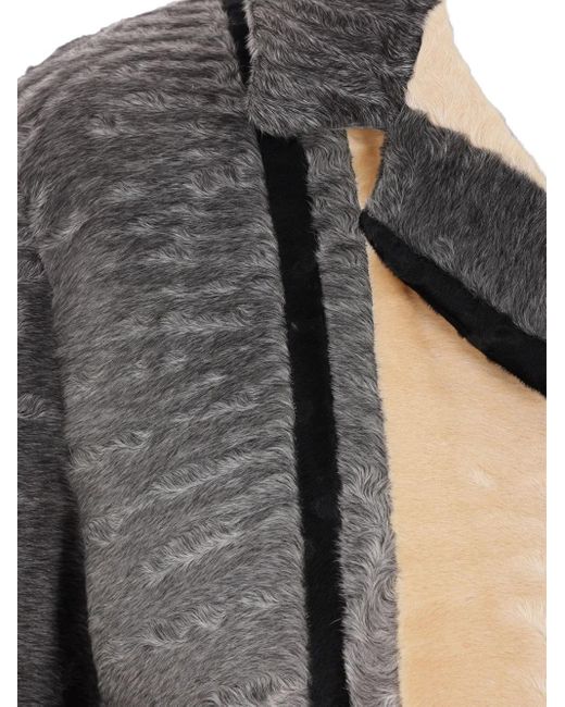 Prada Black Striped Fur Coat