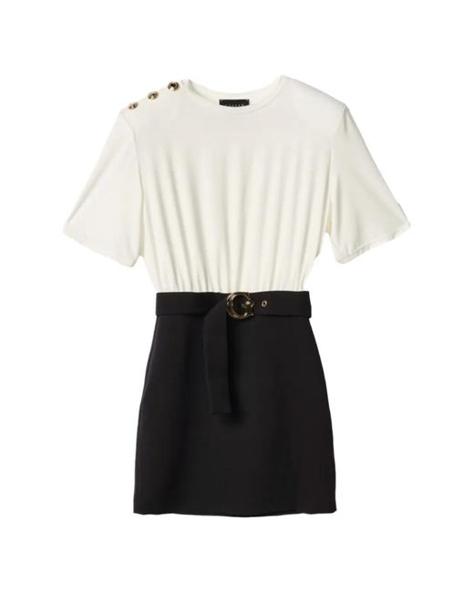 Gaelle Paris White Belted Button-Detail Mini Dress