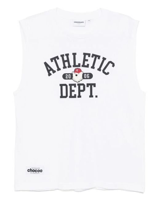 Chocoolate White Graphic-Print Vest for men