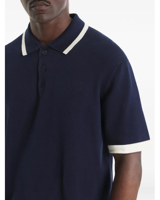 Maison Kitsuné Blue Ribbed-Trim Polo Shirt for men