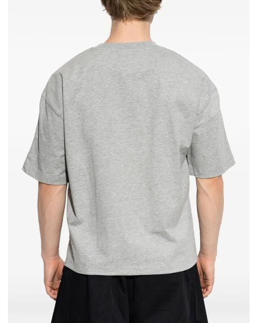 Adidas Gray Logo-Embroidered T-Shirt for men