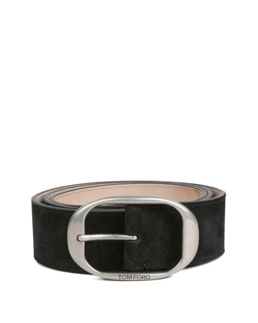 Tom Ford Oval-Buckle Suede Belt in Black for Men Lyst UK