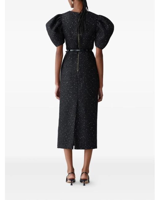 Carolina Herrera Black Midikleid Mit Puffärmeln