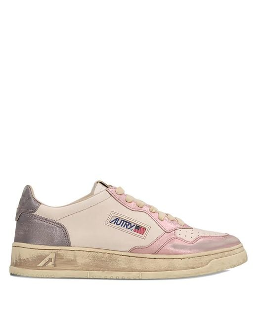 Autry Pink Logo-Patch Sneakers for men
