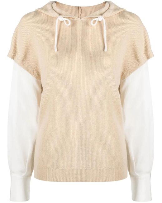 Max & Moi Natural Two-Tone Drawstring Hoodie