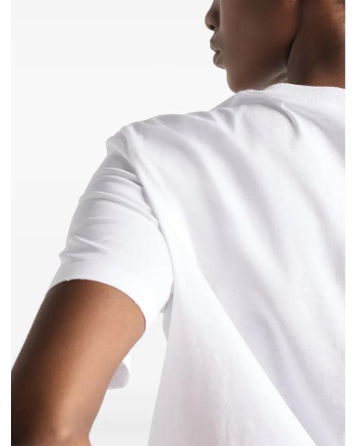 T-Shirt En Coton À Plaque Logo Prada en coloris White