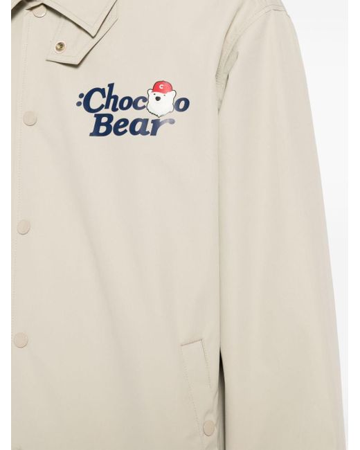 Chocoolate White Chocoo Bear-print Shirt Jacket for men