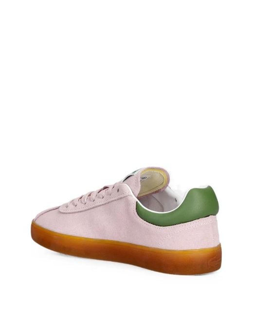 Baskets En Daim À Patch Logo Lacoste en coloris Pink