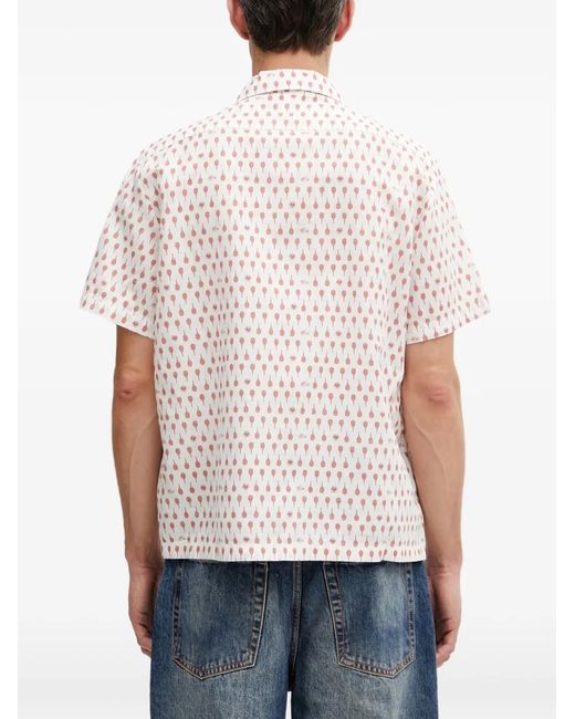 Lacoste White X Roland Garros Tennis-Racket-Print Shirt for men