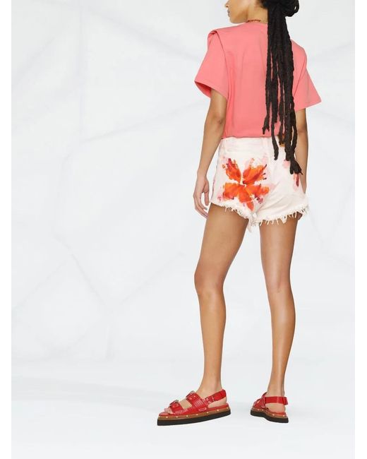 Alanui Pink Desert Island Denim Shorts