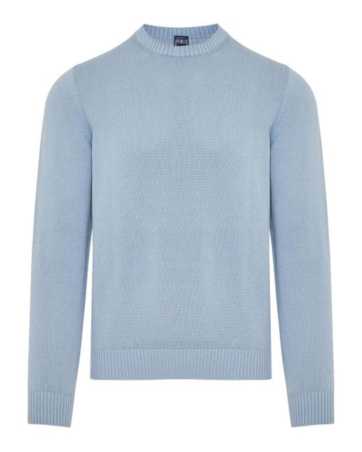 Fedeli Blue Cotton Jumper for men
