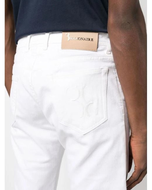 Billionaire White Mid Rise Straight Leg Jeans for men
