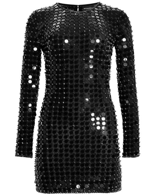 retroféte Black Loreen Embellished Long Sleeve Mini Dress