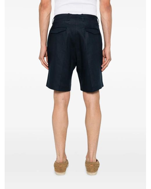 Michael Coal Blue Pleated-Detail Tailored Shorts for men
