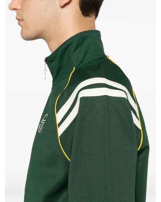 Sergio Tacchini Green Logo-Embroidered Stripe-Detail Track Jacket for men