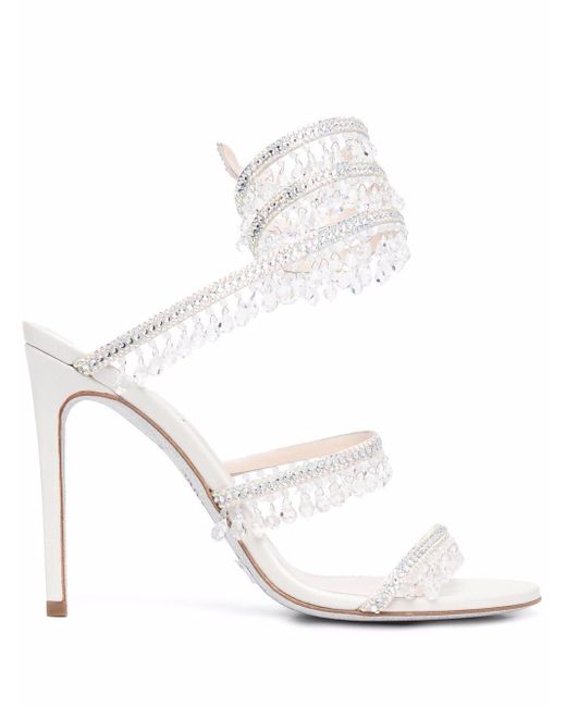 RENÃ CAOVILLA Cleo crystal-embellished leather sandals | Embellished leather sandals, Shoes 