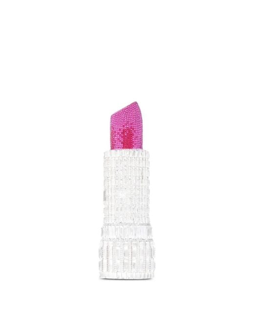 Judith Leiber Pink Crystal-Embellished Lipstick-Shaped Clutch Bag