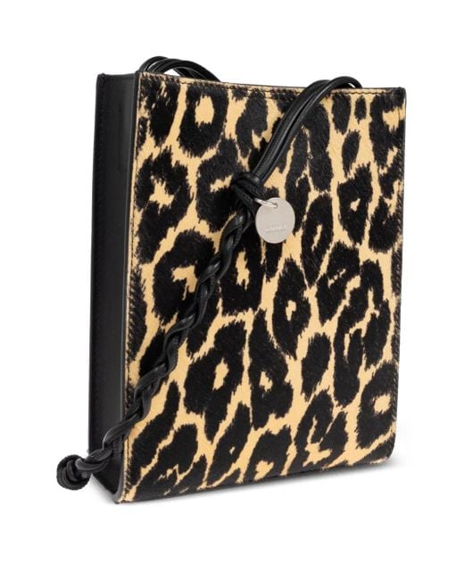 Jil Sander Black Small Tangle Leopard-Print Shoulder Bag